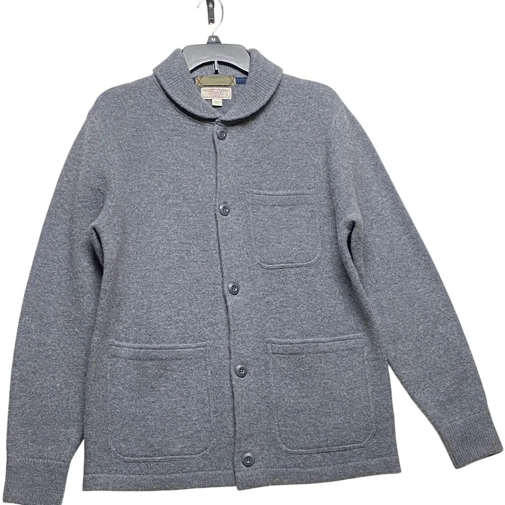 Wallace Barnes by J.Crew Shawl‎ Collar Cardigan Sweater Gray Merino Wool Size S